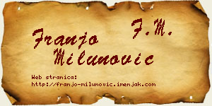 Franjo Milunović vizit kartica